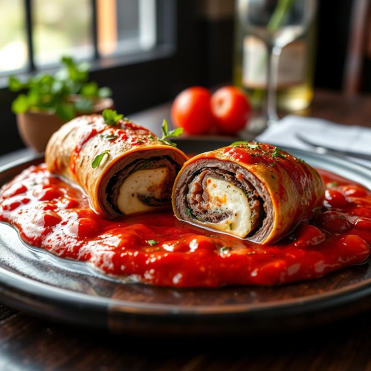 Mediterrane gefüllte Rindsrouladen