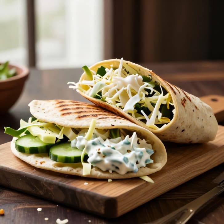 Cevapcici-Wraps mit cremiger Feta-Gurken-Tzatziki