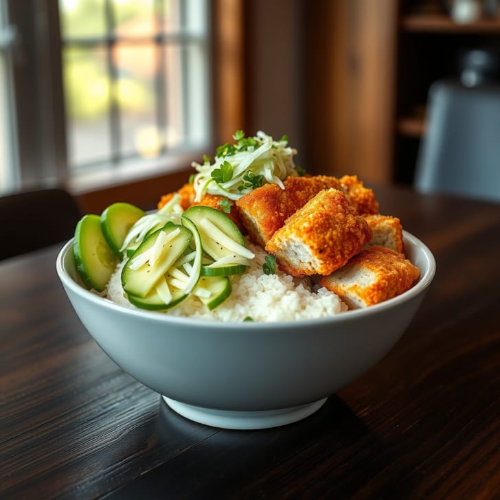 Knusprige Schweine-Katsu-Bowls mit cremigem Coleslaw & Avocado