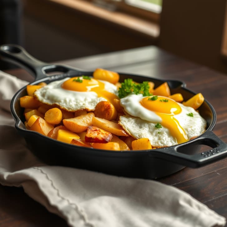 Alpines Mondseer-Käse-Kartoffel-Gröstl mit Süßmais