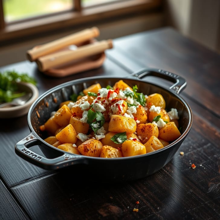 Knusprige Pfannen-Gnocchi mit geröstetem Mais und Feta