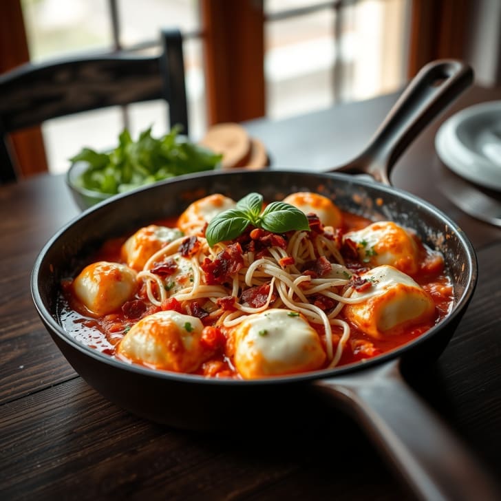 Überbackene gefüllte Gnocchi mit Speck und Mozzarella