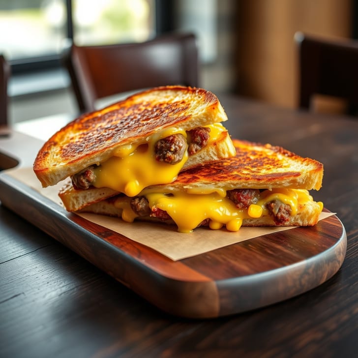 Knuspriges Bratwurst-Mais-Sandwich mit Gouda