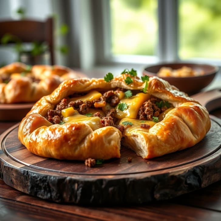 Goldene Cheddar-Rinderhack-Blätterteiggalette
