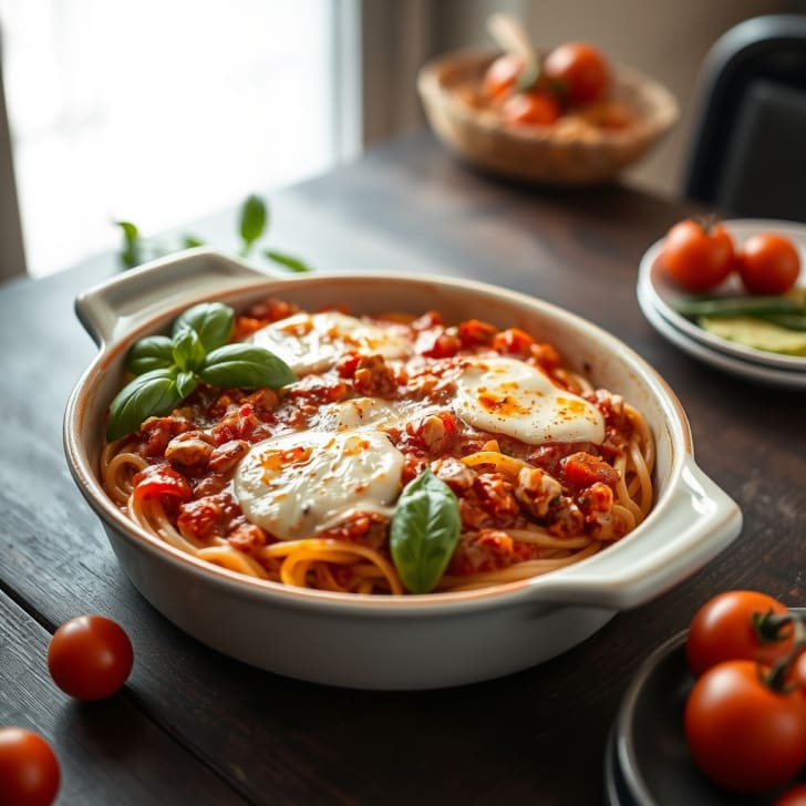 Überbackene Thunfisch-Tomaten-Spaghetti