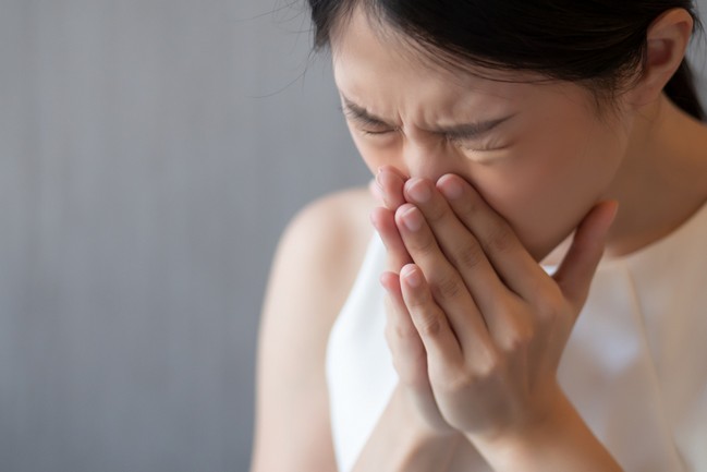 Asian,Woman,Sneezing;,Concept,Of,Health,Care,,Body,Care,,Sickness,