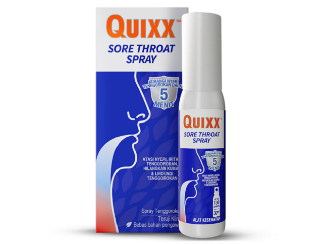 quixx sore throat spray, spray pereda sakit tenggorokan, alodokter