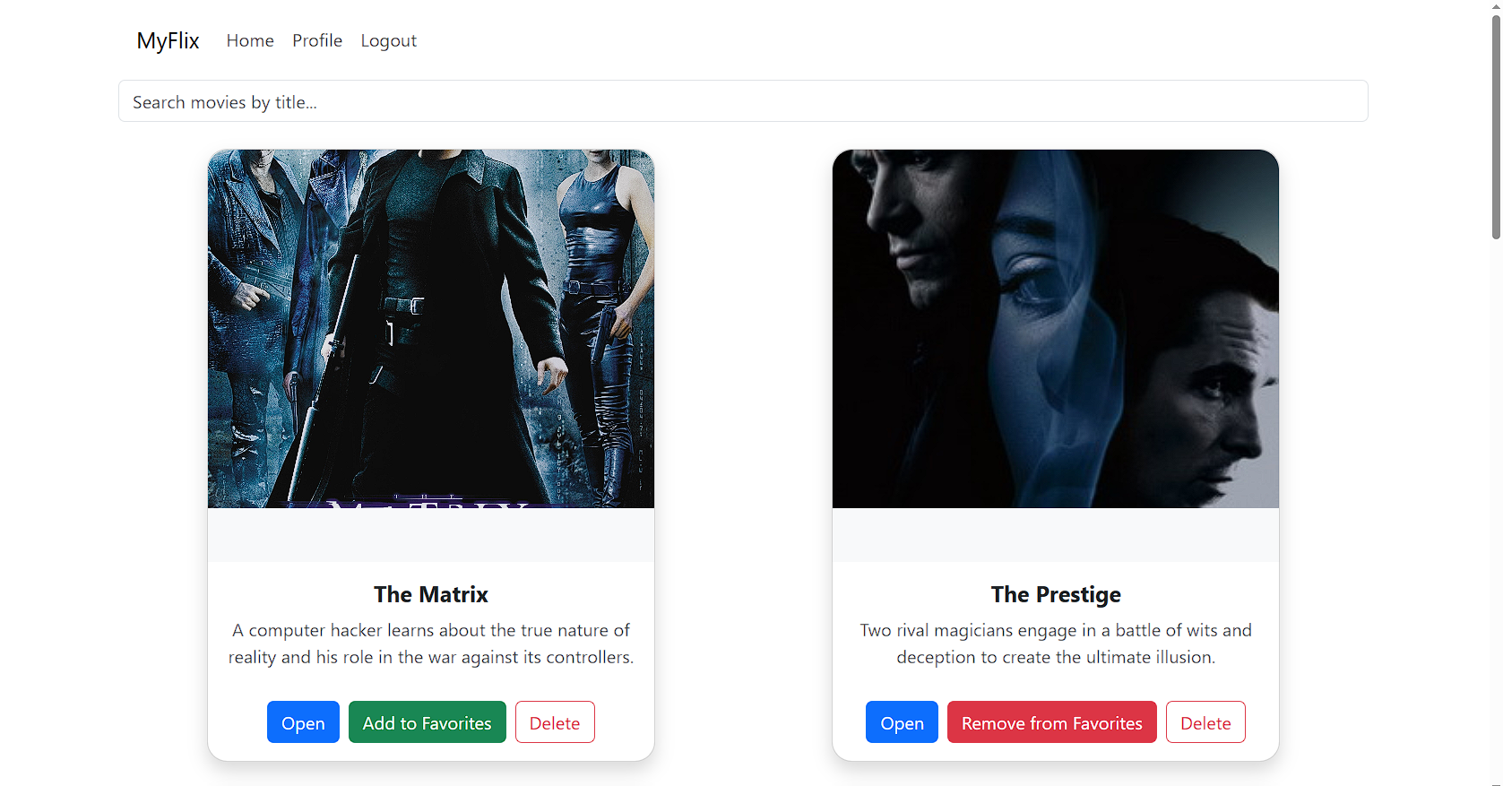 MyFlix (React) Screenshot