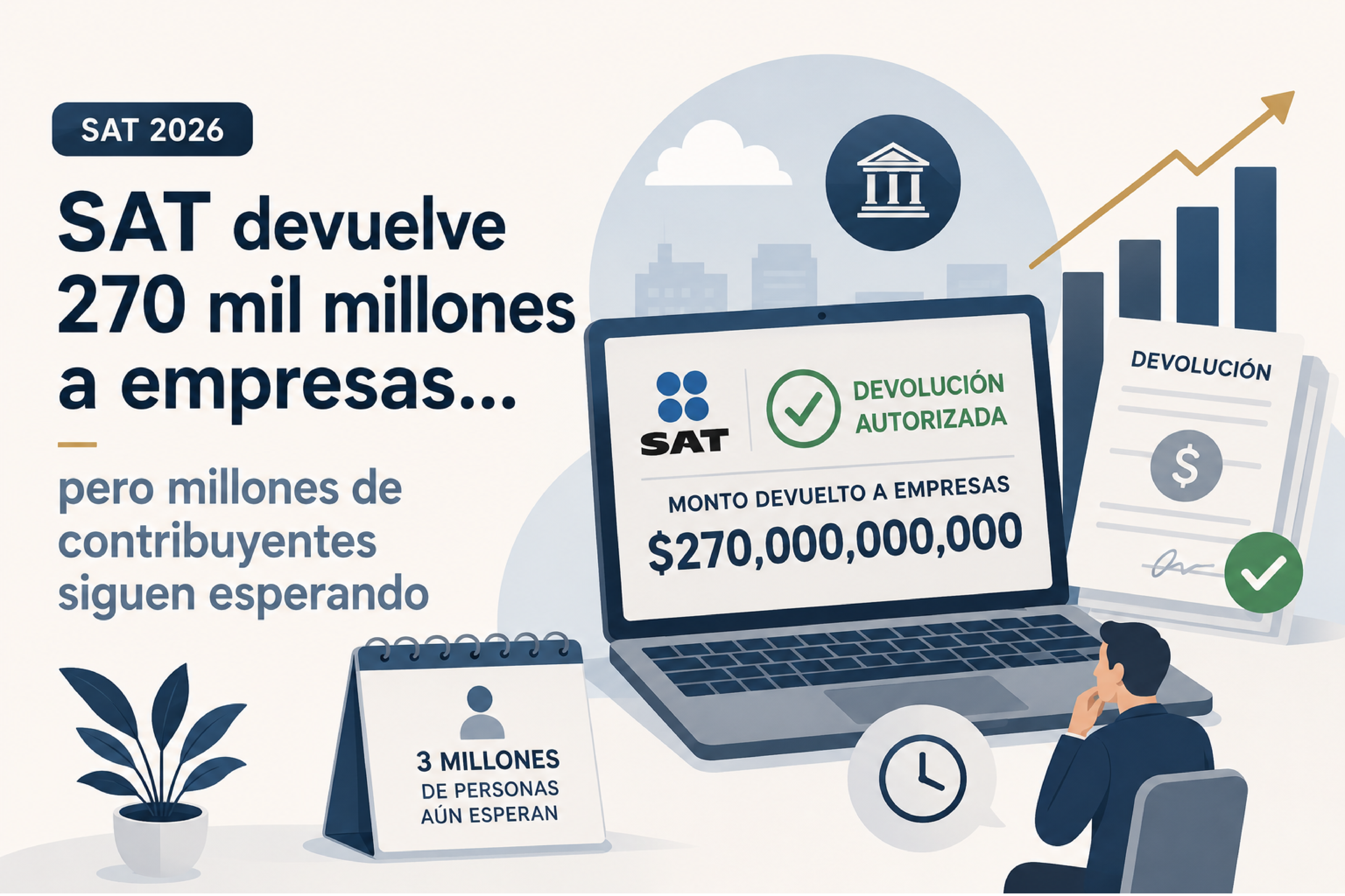 SAT devuelve miles de millones… pero millones de contribuyentes siguen esperando