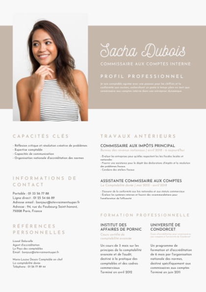 Modèle de CV Professionnel Marron - professional | moncvhub