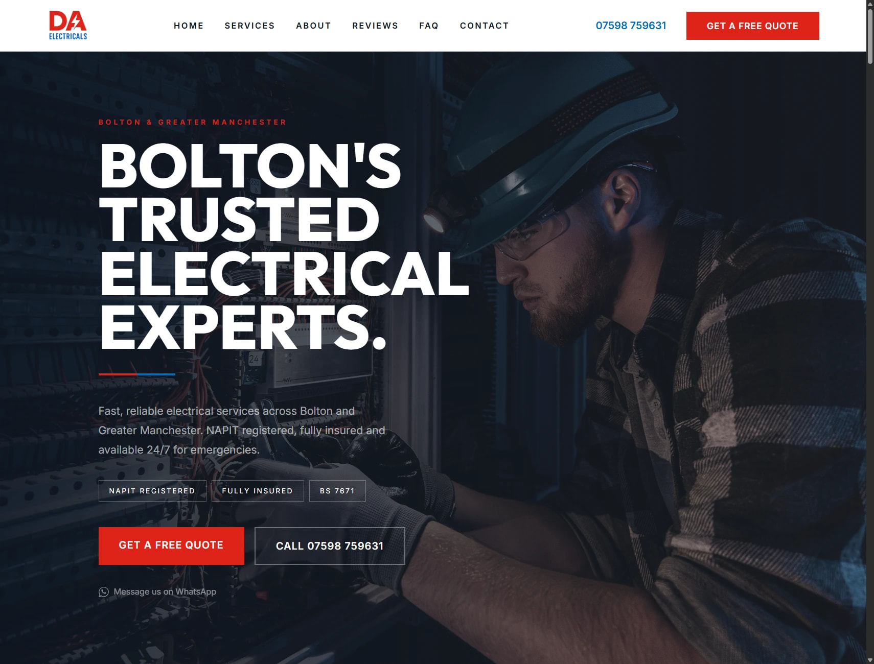 DA Electricals website