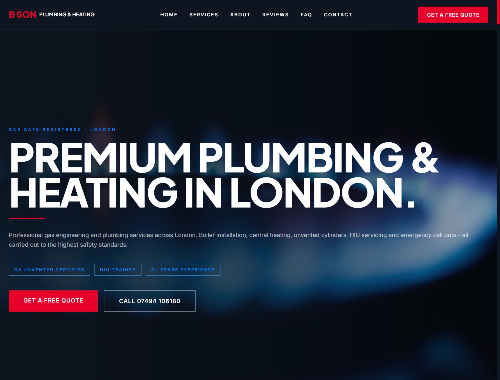 B SON Plumbing and Heating website