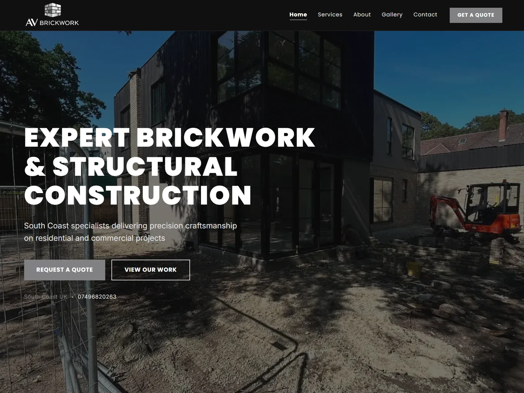 Example bricklayer website built by WebForTrades