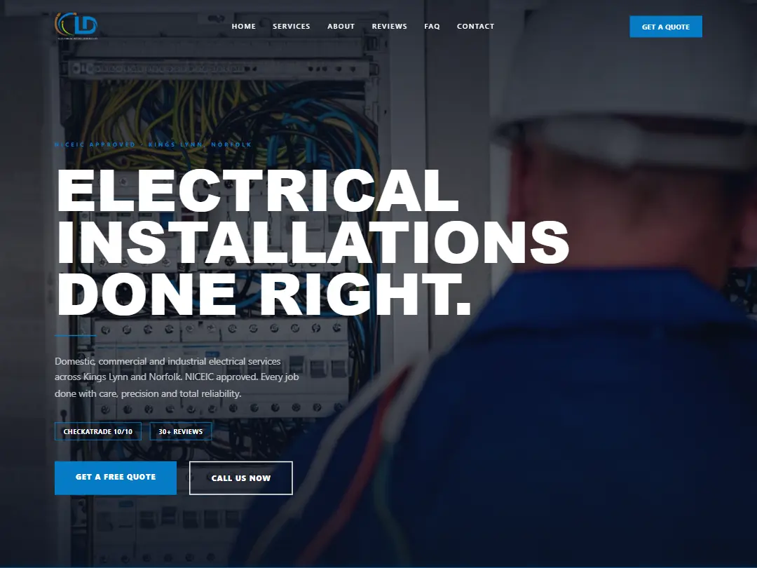 Example electrician website built by WebForTrades