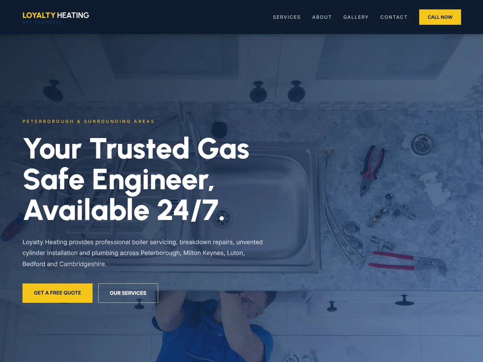 Example gas engineer website built by WebForTrades