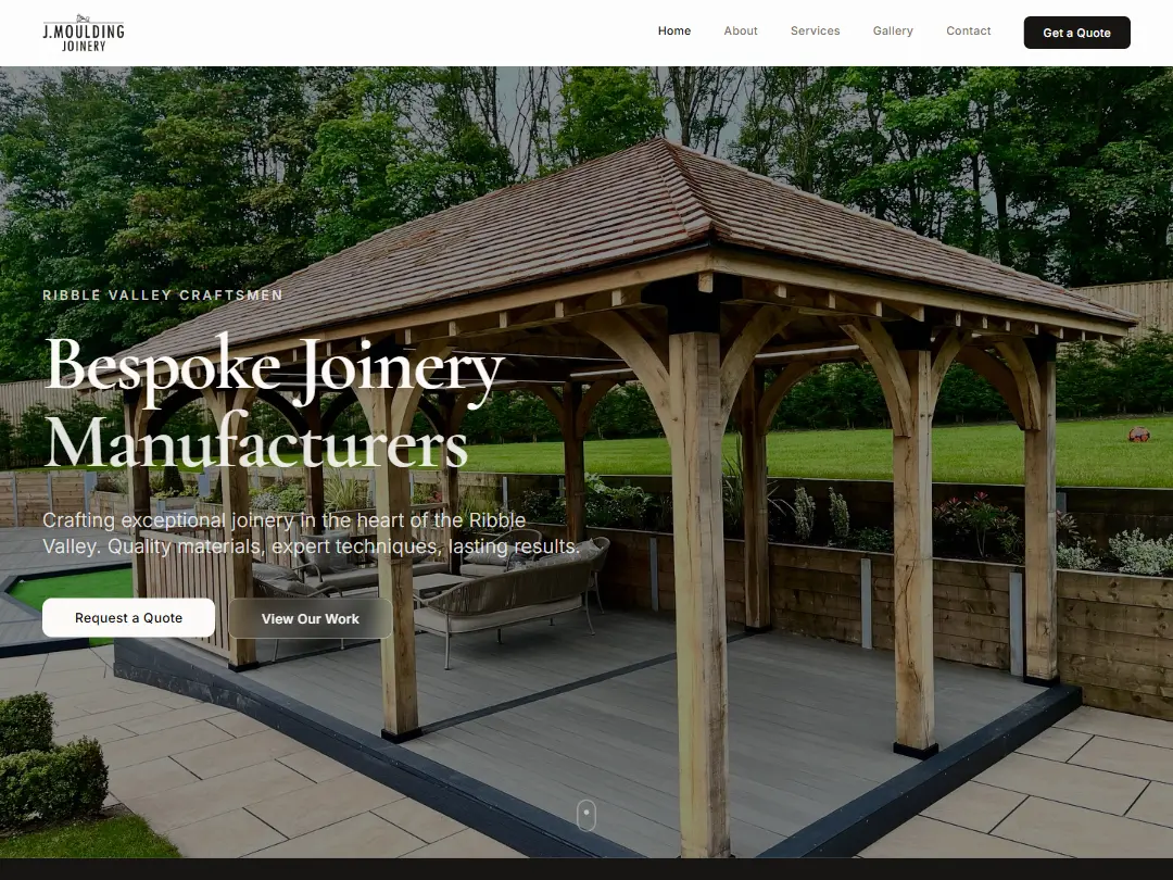 Example joiner website built by WebForTrades