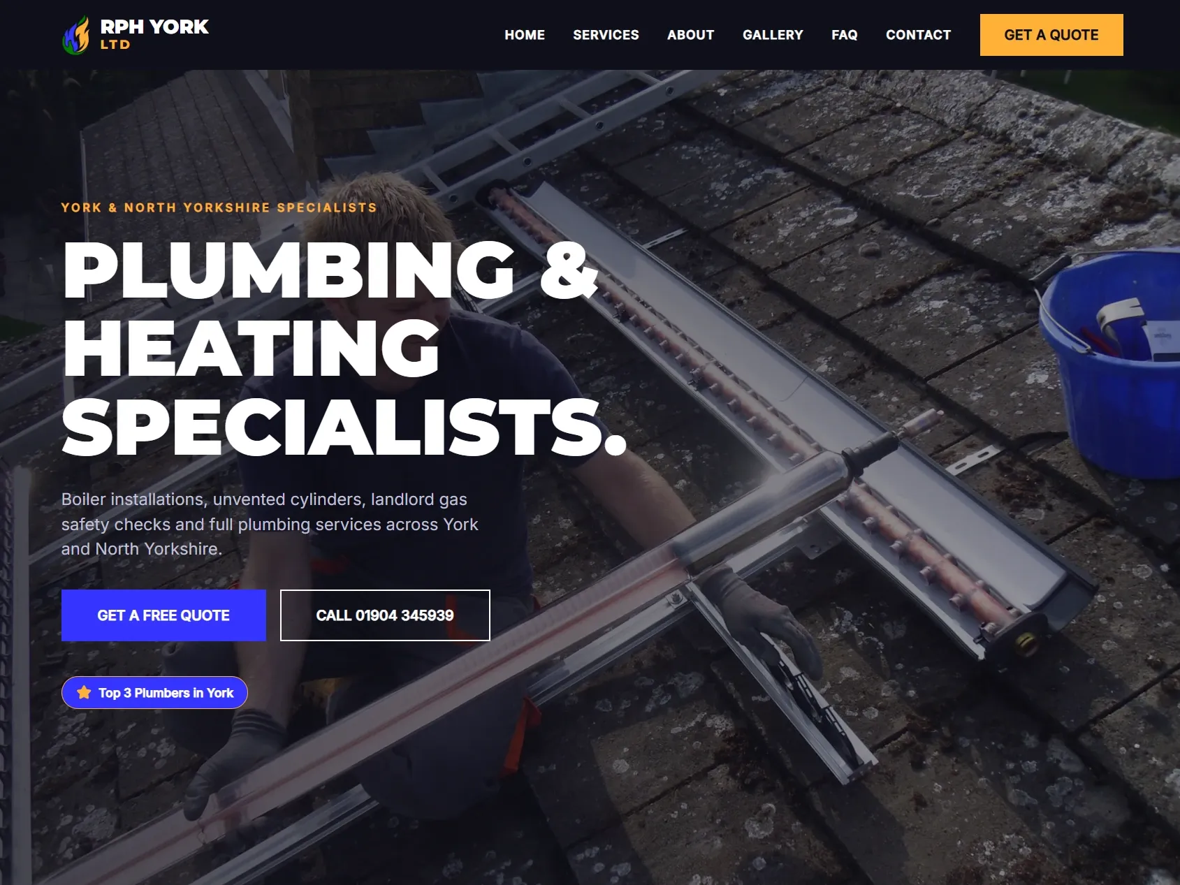 Example plumber website built by WebForTrades