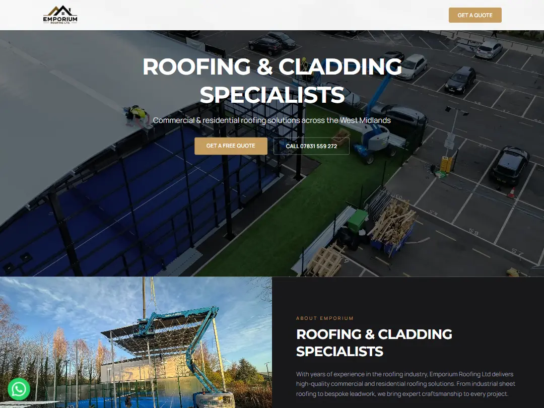 Example roofer website built by WebForTrades