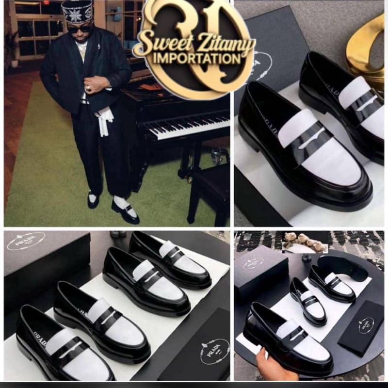Luxury Black & White Menโs Loafers image 1