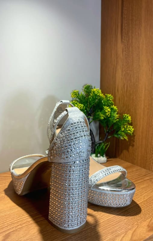 Rhinestone Embellished Platform Block Heels image 1