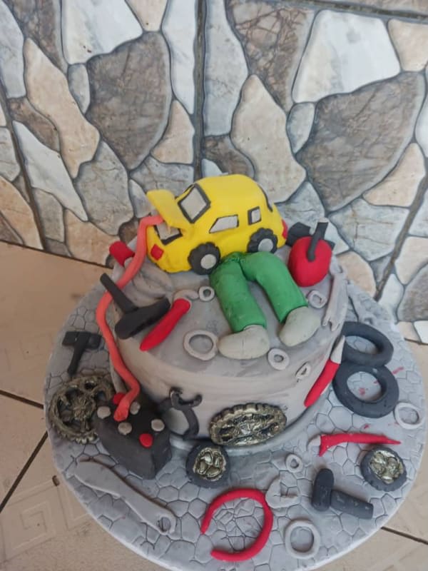 Car Mechanic-Themed Celebration Cake image 1