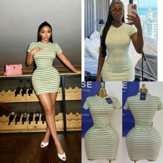 Light Green Striped Bodycon Mini Dress