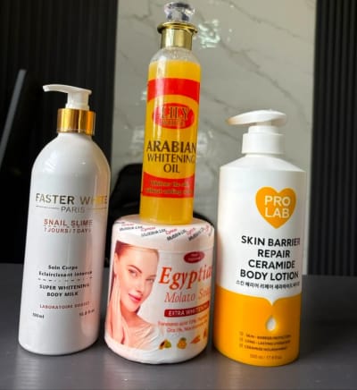 Body lotion, repair lotion, whitening soap and body oil