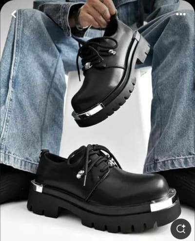 Black Chunky Platform Lace Shoes