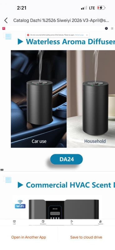 Smart Sensor Waterless Car Aroma Diffuser