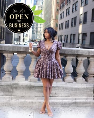 Leopard Print Puff-Sleeve Mini Dress