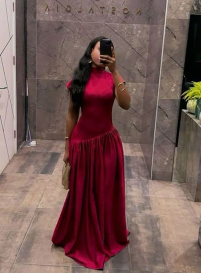 Burgundy Short-Sleeve Maxi Dress
