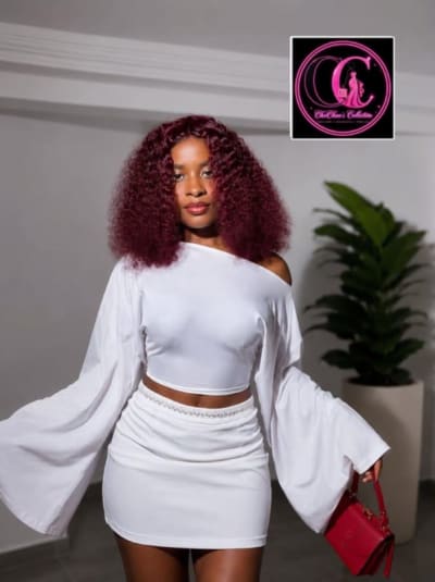 White Flared-Sleeve Crop Top and Mini Skirt Set
