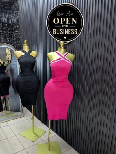 Cross-Neck Halter Bodycon Midi Dress