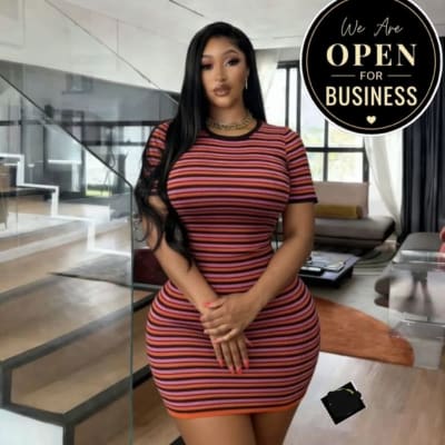Multicolour Striped Short-Sleeve Bodycon Mini Dress