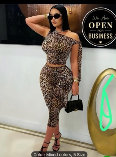 Leopard Print Asymmetric Crop Top and Capri Set