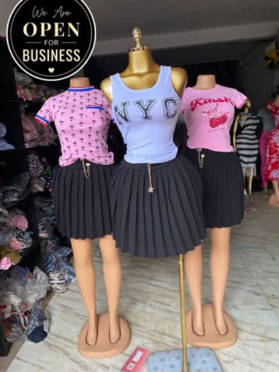 Black Pleated Mini Skirt