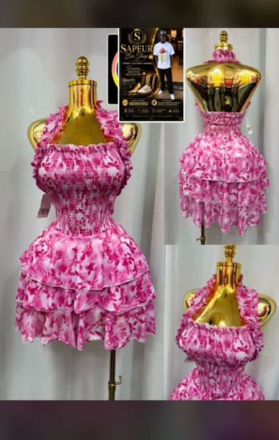 Pink Floral Halter Ruffle Mini Dress