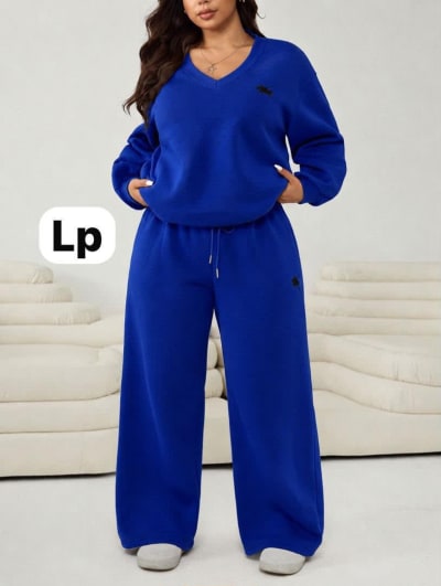Women's Royal Blue Matching Sweatshirt & Wide-Leg Pants
