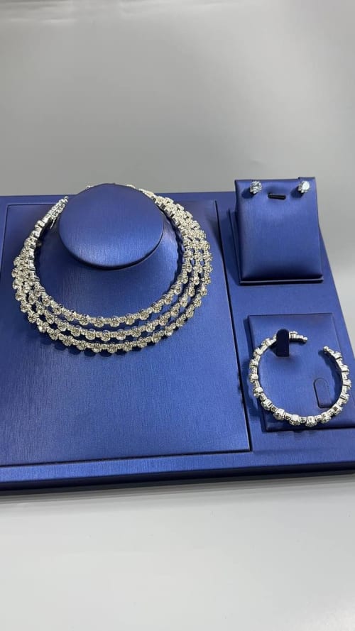 Luxury Silver Crystal Necklace Set