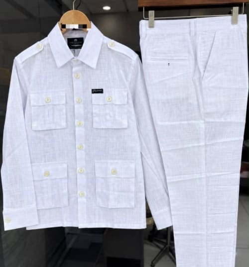 White Linen Safari-Style Set