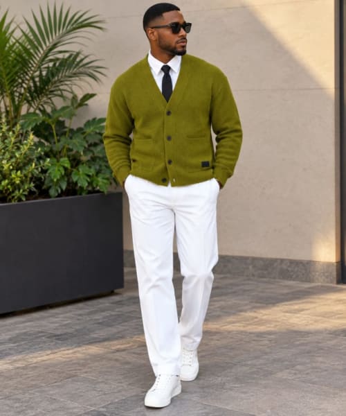 🫒 Olive Green Cardigan Look