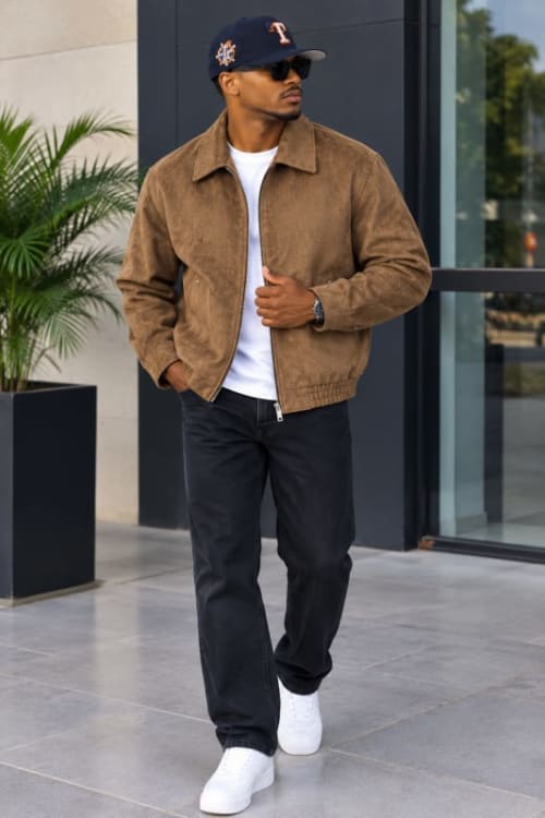 🤎 Brown Textured Bomber Jacket