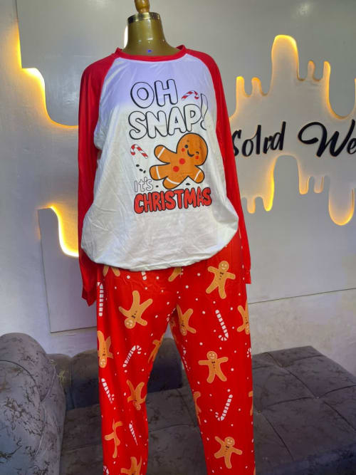 Red Gingerbread Christmas Pajama Set