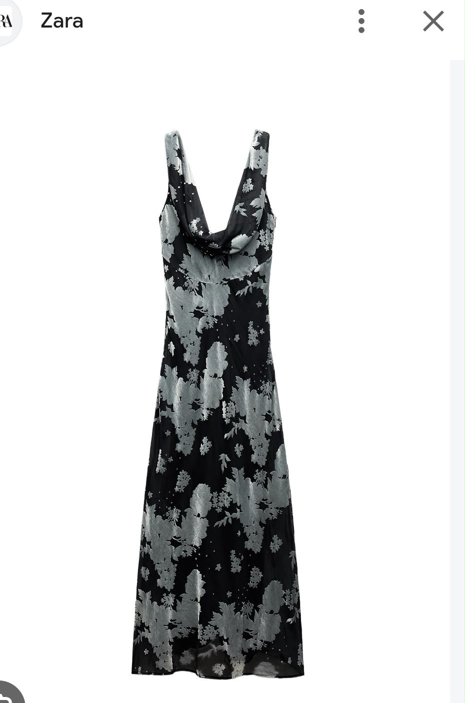Robe Longue Noire à Imprimé Floral Argenté image 1