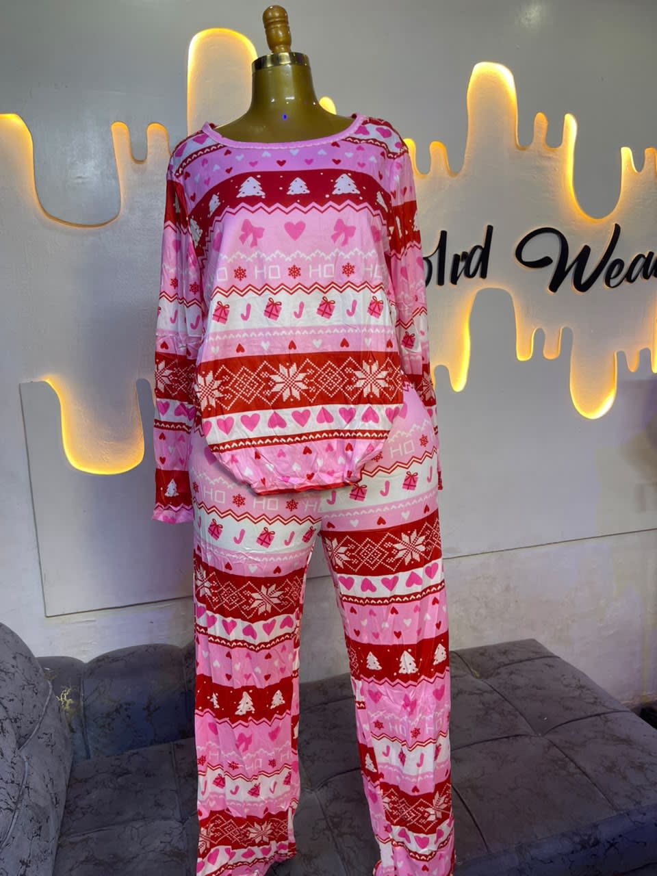 Women’s Pink Christmas Pajama Set image 1