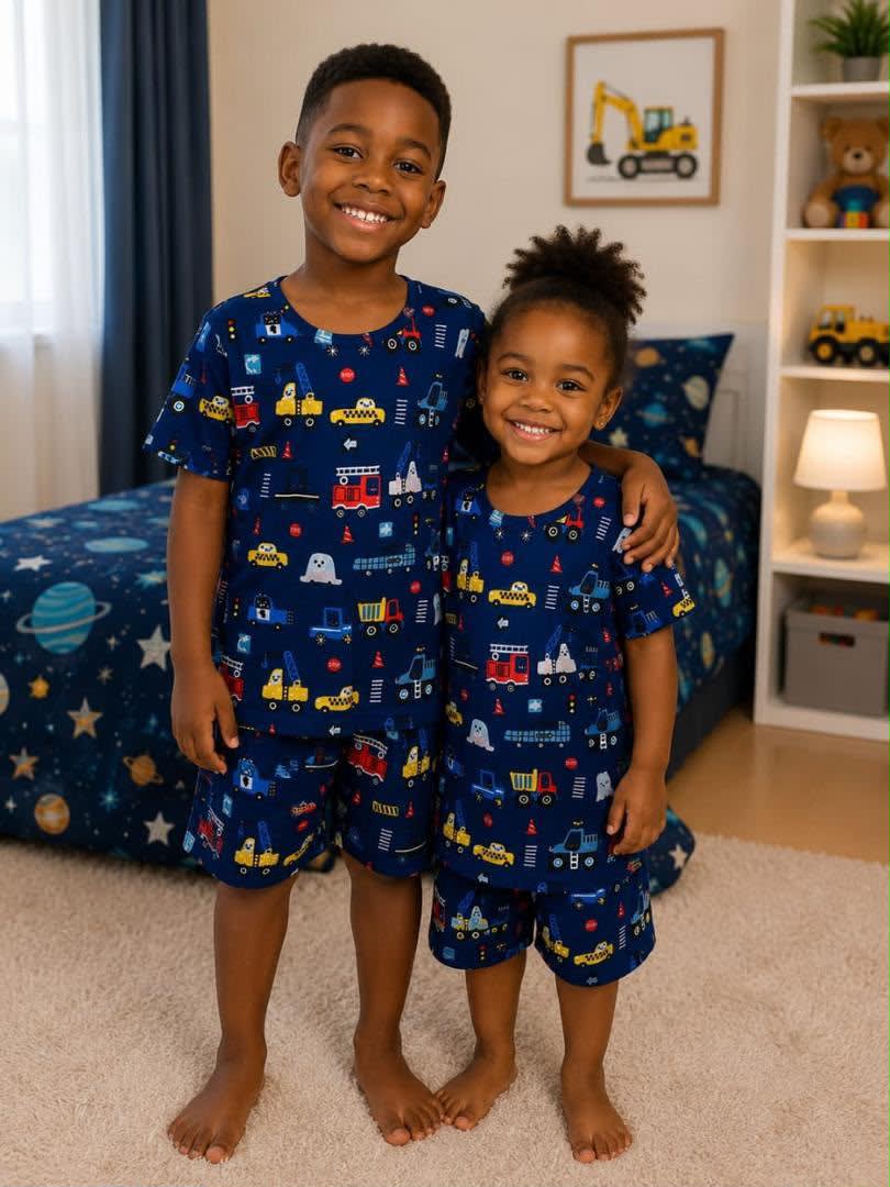 Kids’ Blue Vehicle Pajamas image 1