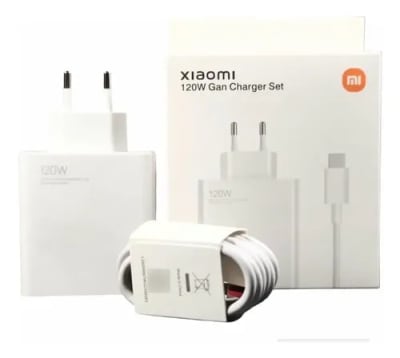 This is a Xiaomi 120W HyperCharge fast wall charger set, which includes a GaN adapter and a USB Type-C cable