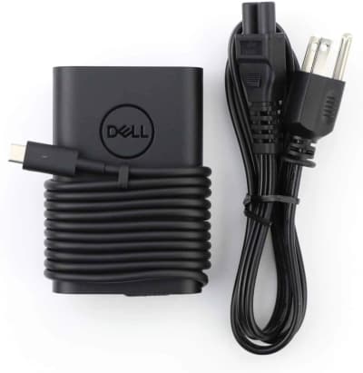 Dell 65W or 90W USB-C laptop charger with a detachable power Cord