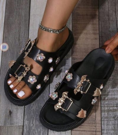 Women’s Jewel Buckle Comfort Sandals