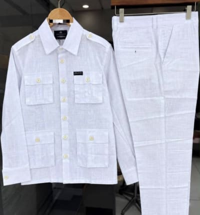 White Linen Safari-Style Set